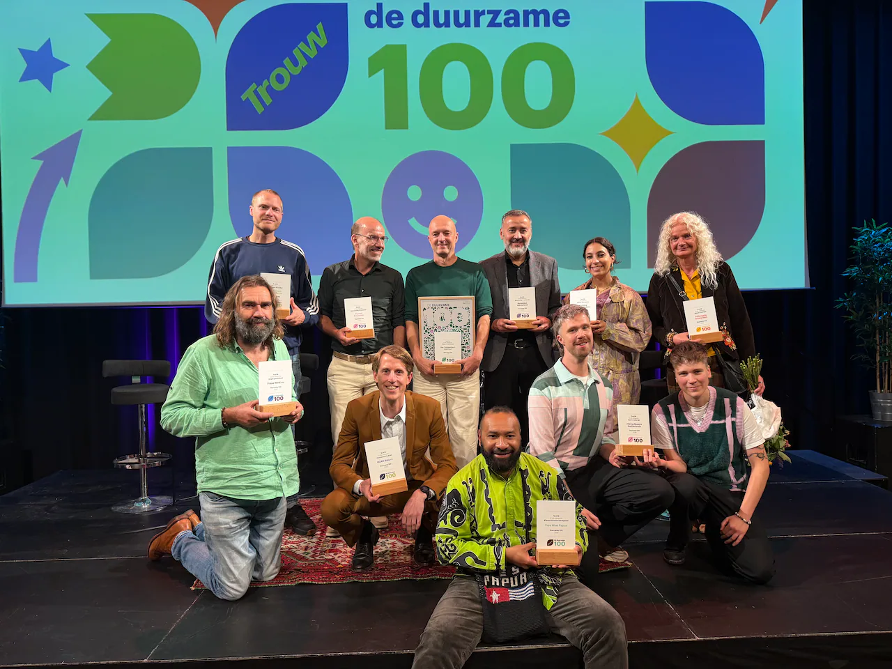 De Duurzame 100-winnaars in de 10 categorieën. Bron: Trouw